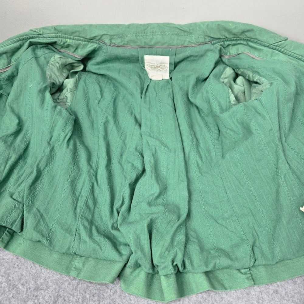 Vtg 90s‎ Y2K Cidra Blazer Jacket 2 S Green Cropped 3/4 Sleeves Fairy Coquette - Picture 13 of 16